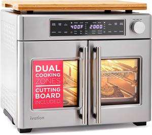 Ivation dual zone air fryer french door oven